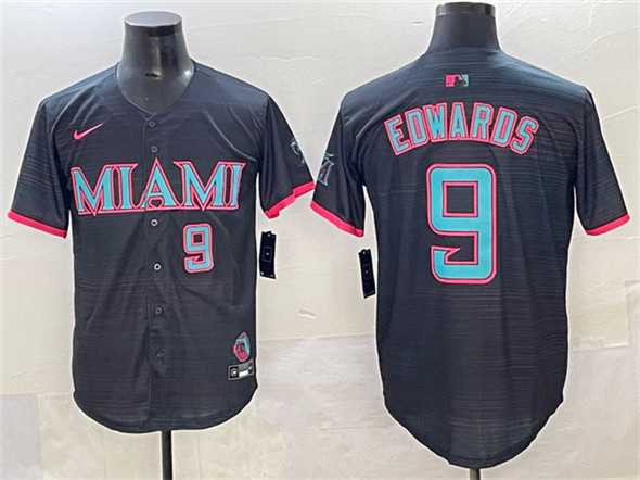 Men%27s Miami Marlins #9 Xavier Edwards Black 2025 City Connect Limited Stitched Jersey